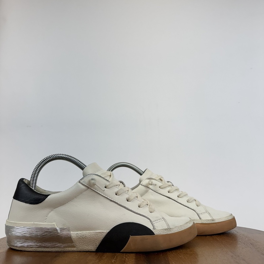 New Womens Dolce Vita Zina White Leather Casual Slip‎ On Sneakers Shoes Size 7.5